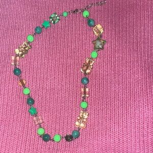 Chic Green Star and Gummy Bear Necklace